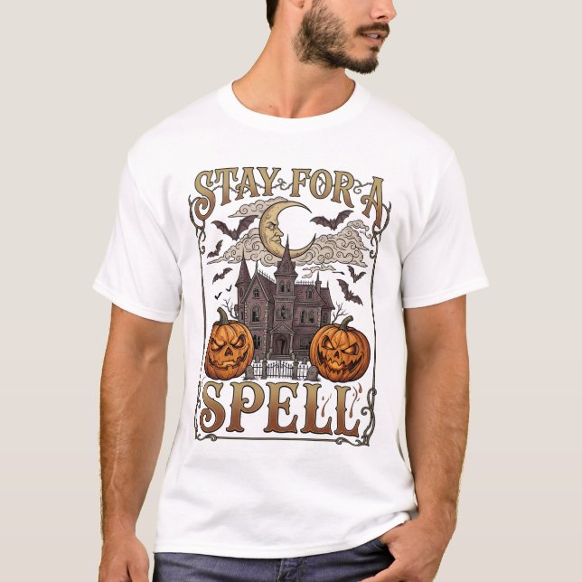T-shirt Reste Sortilège Haloween Maison Hantée Citrouilles (Devant)