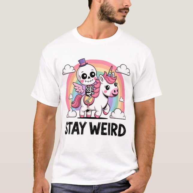 T-shirt rester squelette bizarre licorne (Devant)