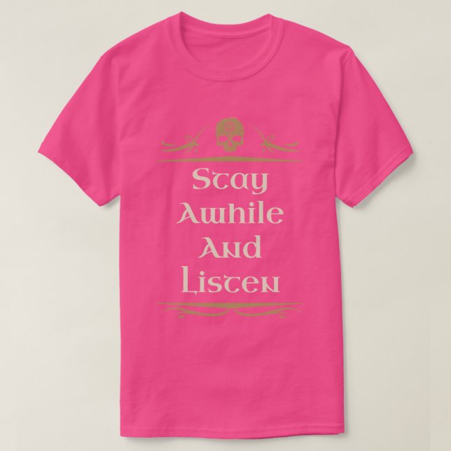 T-shirt Restez à l'heure et écoutez Tabletop RPG Addict (Design devant)