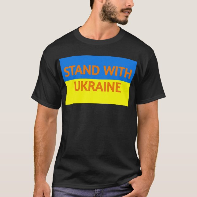 T-shirt Restez avec l'Ukraine (noir T) (Devant)