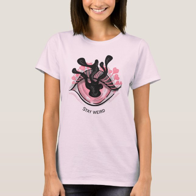 T-shirt Restez bizarre Goth Rose Oeil Déplaisant Horreur W (Devant)