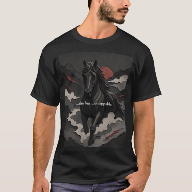 T-shirt « Restez calme. Continuez à conquérir. » (Devant)