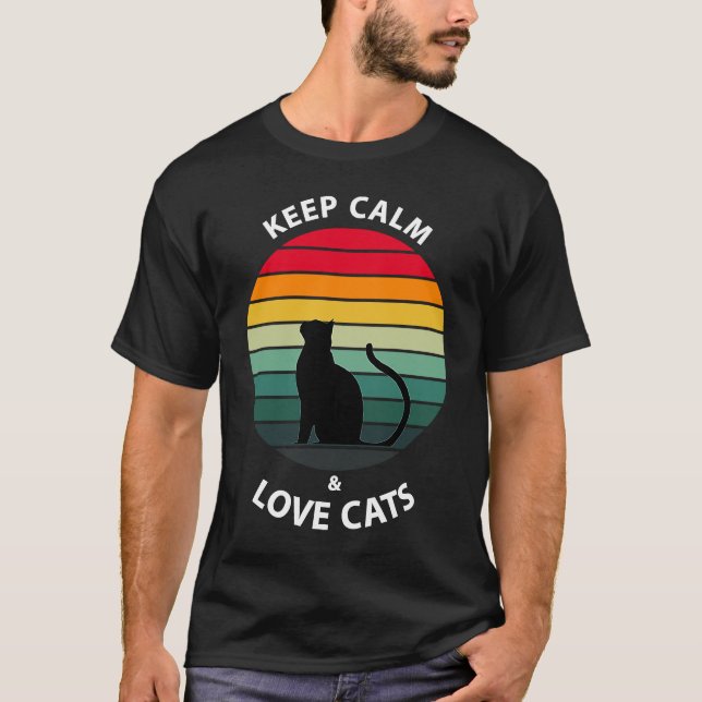 T-shirt Restez calme et aimez les chats (Devant)