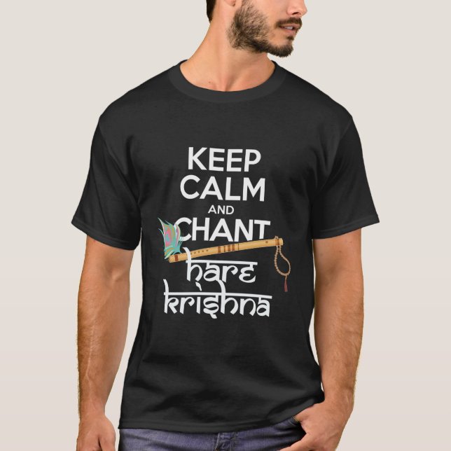 T-shirt Restez calme et Chant Hare Krishna Mantra Chanter (Devant)