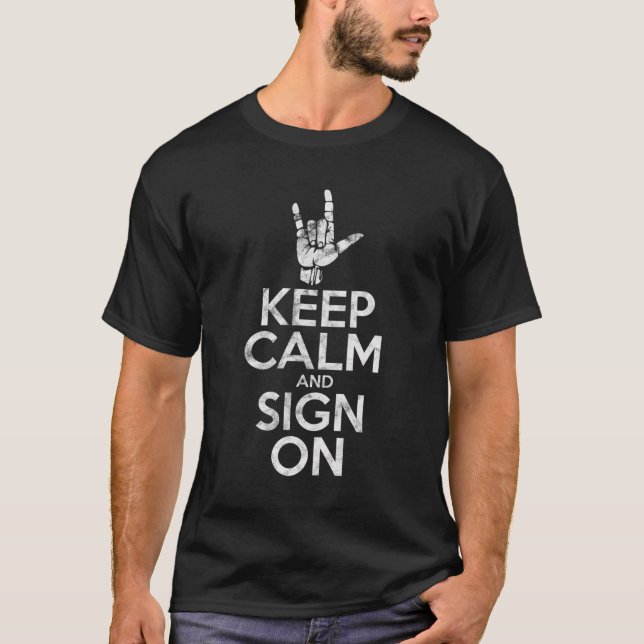 T-shirt Restez Calme Et Connectez-Vous À La Main Sale Sign (Devant)