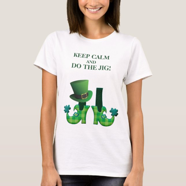 T-shirt Restez calme et faites la Jig - Leprechaun Jambes (Devant)