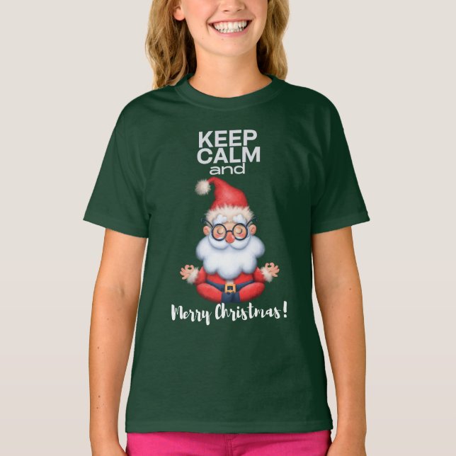 T-shirt Restez calme et joyeux Noël (Devant)