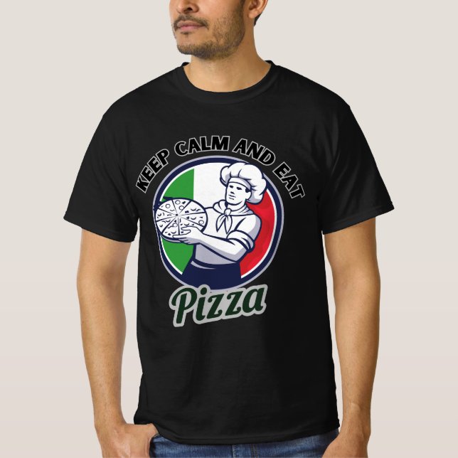 T-shirt Restez Calme Et Mangez De La Pizza (Devant)