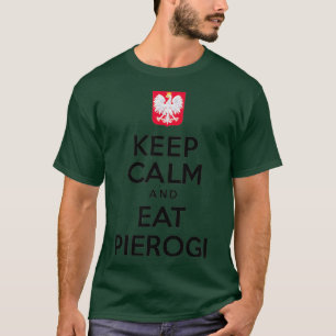 T-shirt Restez Calme Et Mangez Pierogi Polonais Aigle Blan