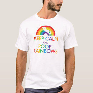 T-shirt Restez calme et Poop Rainbows Unicorn
