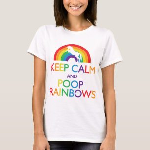T-shirt Restez calme et Poop Rainbows Unicorn