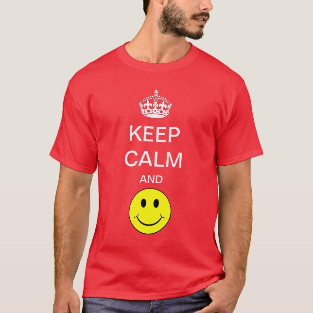 T-shirt Restez calme et sourire Chemise jaune (Devant)
