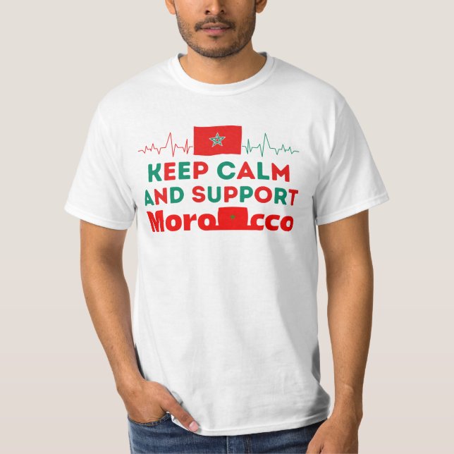 T-shirt Restez calme et soutenez le Maroc (Devant)