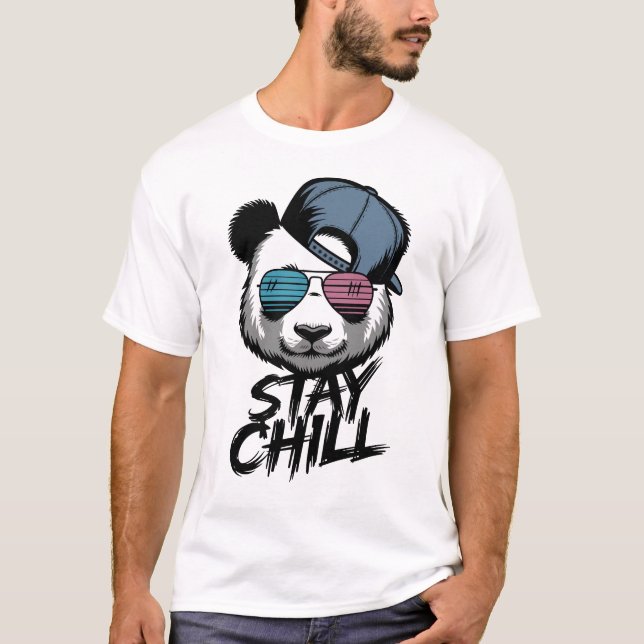 T-shirt Restez Chill Cool Panda avec Shades (Devant)