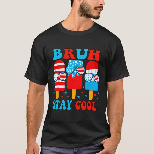 T-shirt Restez Cool 4 juillet Popsicle Boys Hommes Usa Dra (Devant)