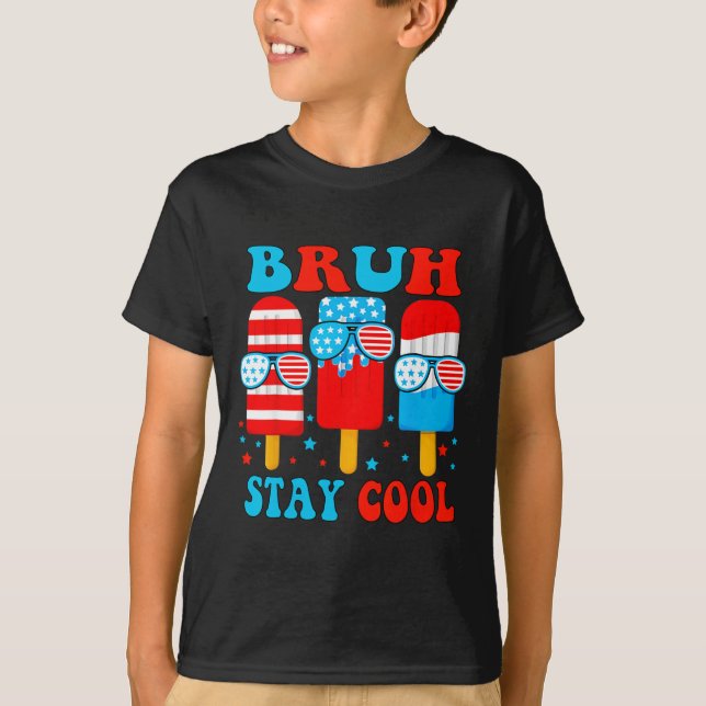 T-shirt Restez Cool 4 juillet Popsicle Boys Hommes Usa Dra (Devant)