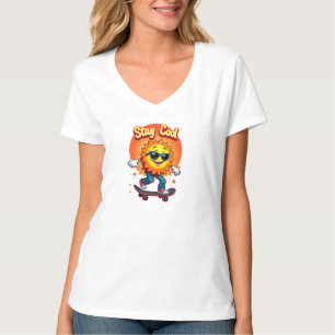T-shirt Restez Cool avec Skateboard Sun