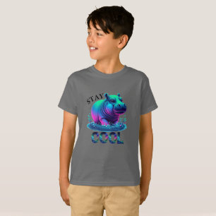 T-shirt Restez Cool Hippopotame Néon au repos
