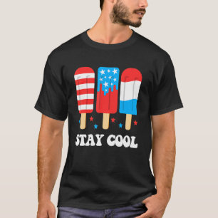 T-shirt Restez Cool Juillet 4 Popsicle Rouge Blanc Bleu Ga