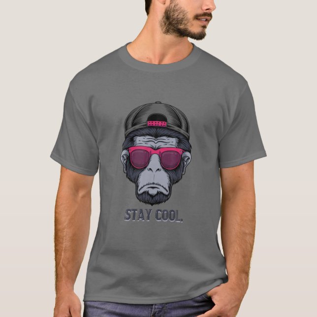 T-shirt Restez Cool - Lustiger AFFE Mit Sonnebrille Gesche (Devant)