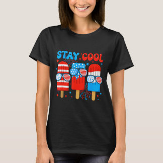 T-shirt Restez Cool Popsicle Boys Hommes 4 juillet Drapeau