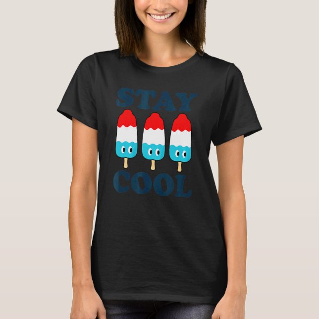 T-shirt Restez Cool Rocket Pop Glace Crème Rouge Blanc Et  (Devant)