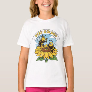 T-shirt Restez doré - Illustration des abeilles et des fle