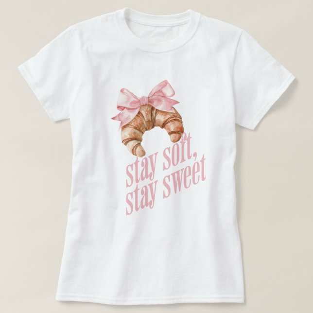 T-shirt Restez doux, restez doux Croissant à l'arc (Design devant)