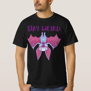 T-shirt Restez Drôle Chauve-Souris Vampire Albino Dessin A
