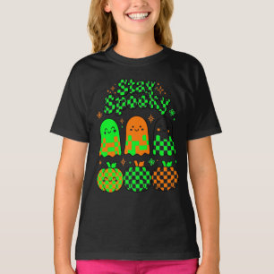 T-shirt Restez drôles Néon Damier Fantômes Citrouilles Sou