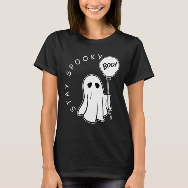 T-shirt Restez Éffrayant Boo Cute Ghost Halloween Saison É (Devant)