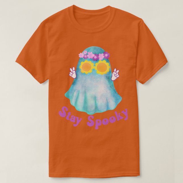 T-shirt Restez Éffrayant Funny Retro Ghost Super Hippie Gi (Design devant)