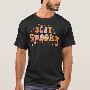 T-shirt Restez Éffrayant Halloween Vintage