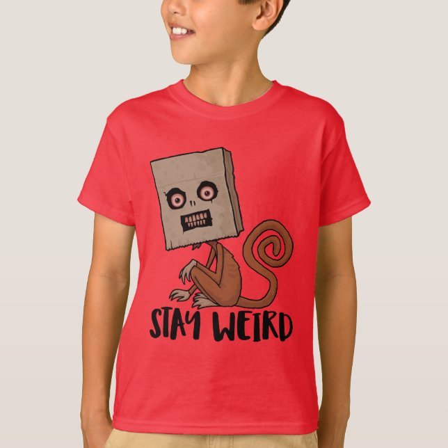 T-shirt Restez Étrange Singe De Sacoche (Devant)