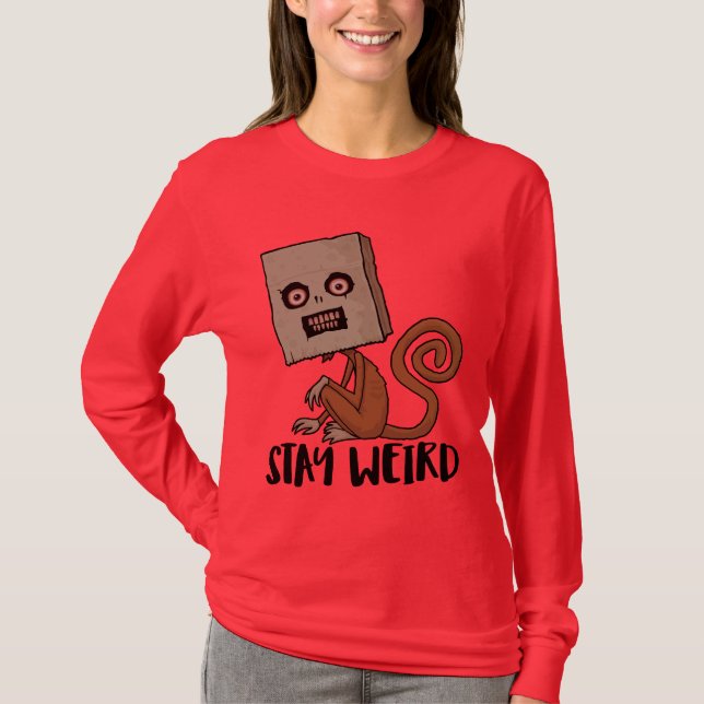 T-shirt Restez Étrange Singe De Sacoche (Devant)