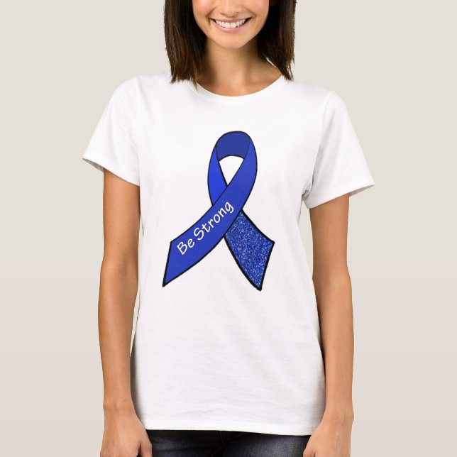 T-shirt Restez forts MME/SFC Guerrier Blue Awareness Ruban (Devant)