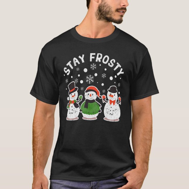 T-shirt Restez Frosty Funny Pyjamas de Noël Cool Snowman X (Devant)