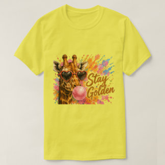 T-shirt Restez Girafe Doré | Animal de Safari Mignon
