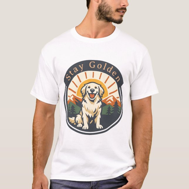 T-shirt Restez Golden Retriever (Devant)