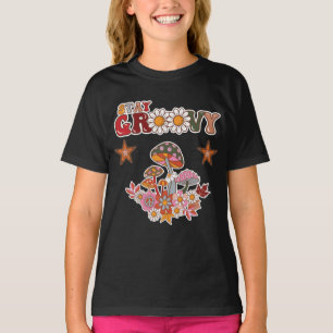 T-shirt Restez Groovy Champignon Rétro & Fleur de Margueri