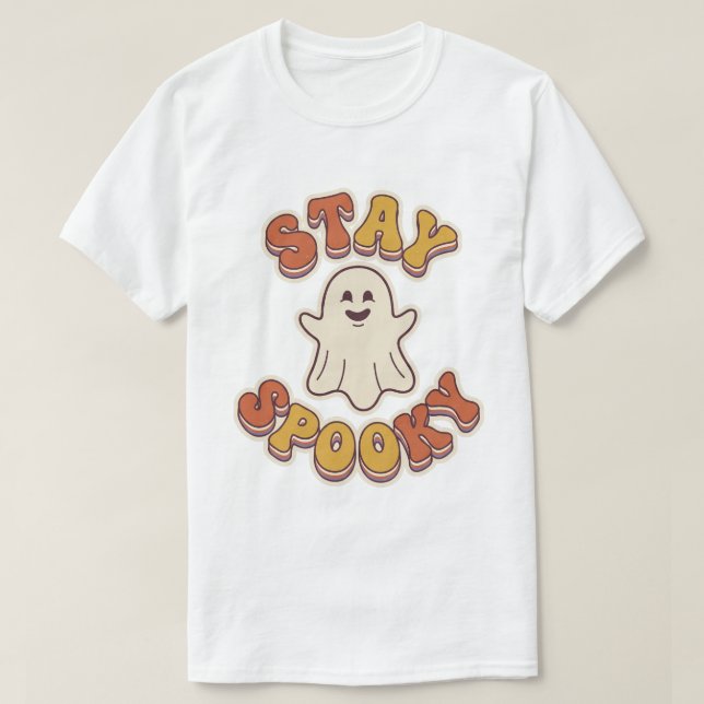 T-shirt Restez Mignon Fantôme Rétro Design Halloween (Design devant)