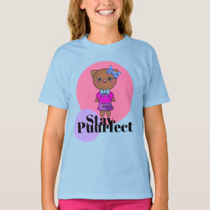 T-shirt Restez parfait Cute Kitty Chat avec Joli Bow