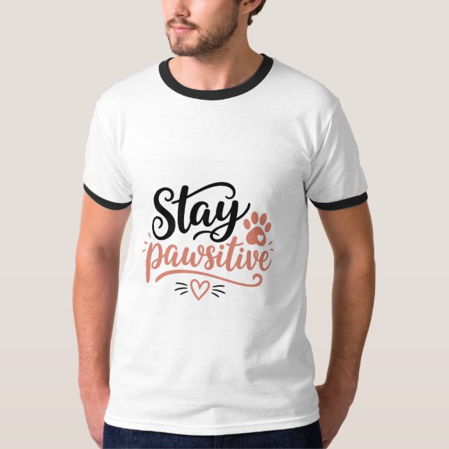T-shirt Restez Pawsitif (Devant)