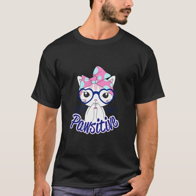 T-shirt Restez Pawsitive Cute Kitten (Devant)