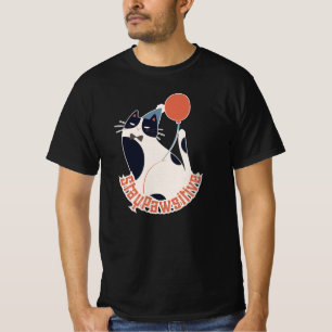 T-shirt Restez Pawsitive Tuxedo Chat Anniversaire Fête Gri