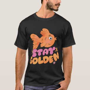 T-shirt Restez Poisson Rouge Doré