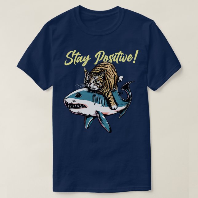 T-shirt Restez positif Funny Chat 3 (Design devant)