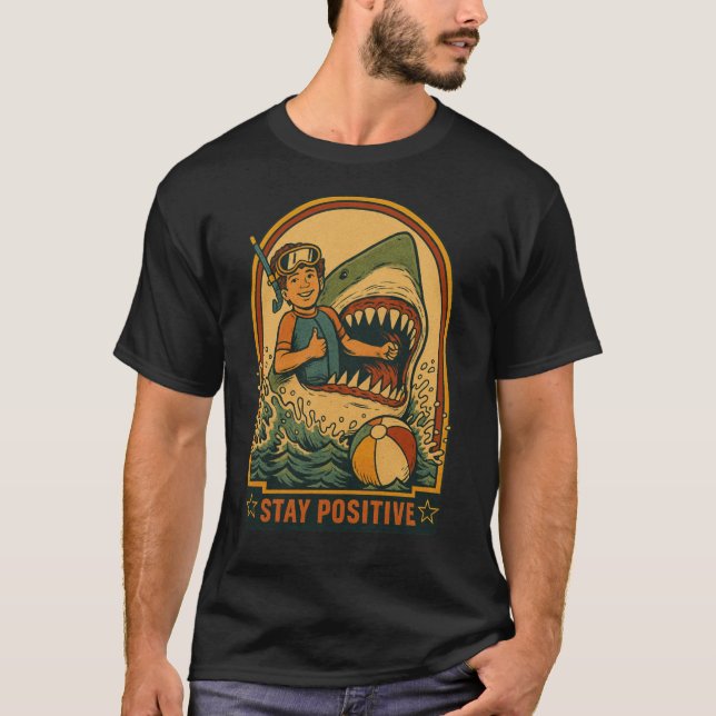 T-shirt Restez positif rétro (Devant)