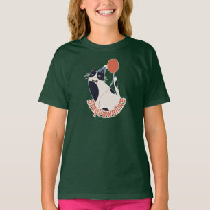 T-shirt Restez Positifs Enfants Chat Tuxedo Vert Forêt Pro