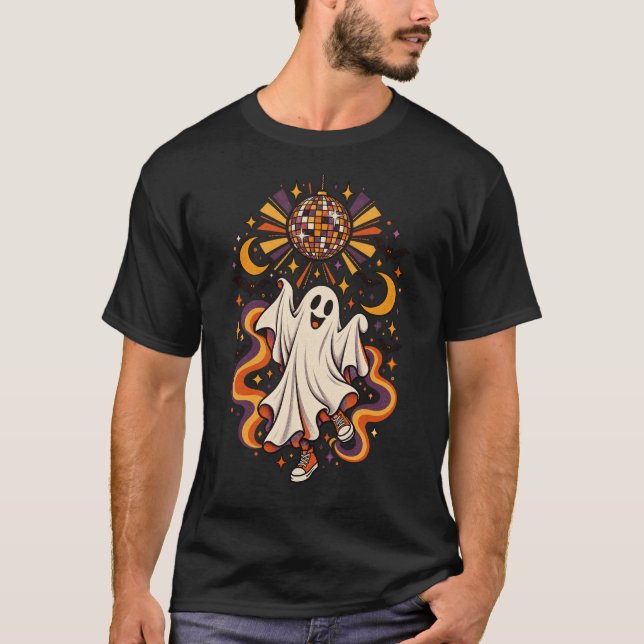 T-shirt Restez Rétro Disco Fantôme Halloween Effrayant (Devant)